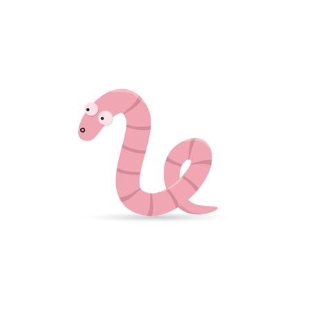 Cute funny worm with emotion on his face isolated on white backgroundの写真素材