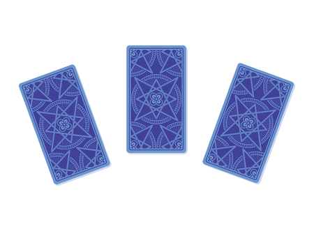 Three tarot cards reverse side isolated on white background. Vector illustrationの写真素材