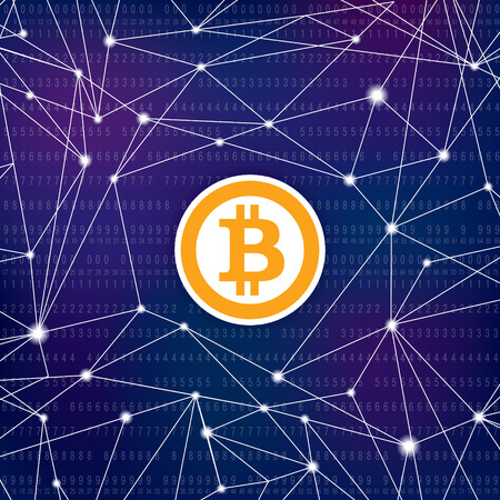 Bitcoin blockchain modern technology background. Cryptocurrency digital money conceptのイラスト素材