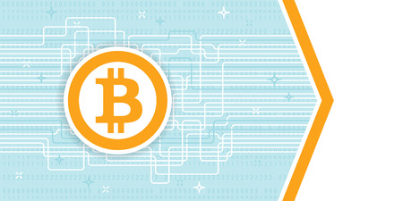 Bitcoin blockchain modern technology flyer template. Cryptocurrency digital money conceptの写真素材