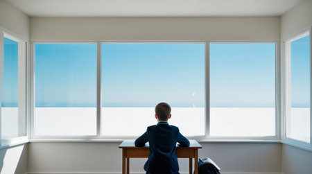 A Reflective Moment in an Artfully Designed Minimalist Space Filled With Possibilitiesの素材