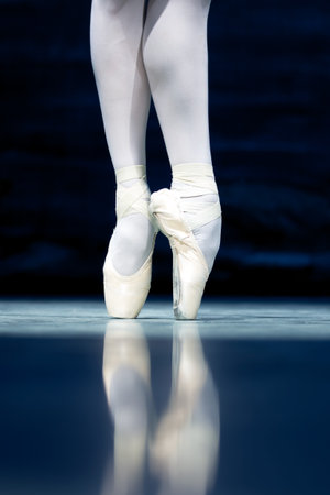 Graceful ballet dancers legs in pointe shoes