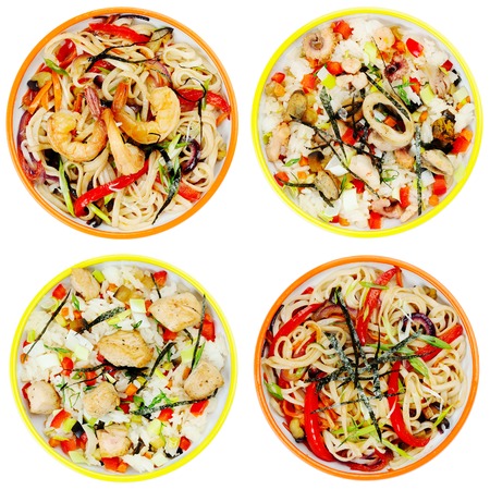 Japanese dish of rice and seafoodの写真素材