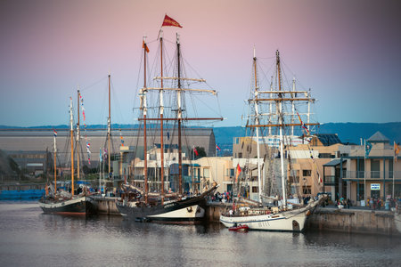 Adelaide, SA/Australia - August 31, 2013: Vintage Dutch tall ships on display in Port Adelaide...
