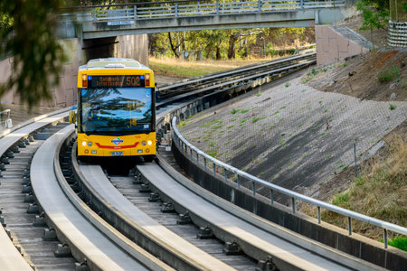 Adelaide, Australia - December 15, 2013: Adelaide Metro bus is travelling from the city towards the...