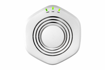 Modern high speed ceiling Mounted Wireless Radio Access Point over white background with clipping pathの写真素材