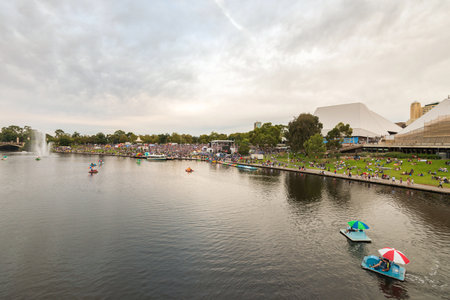 Adelaide, Australia - January 26, 2016: Australia Day celebration in Elder Park with lots of people of different nationalities.のeditorial素材