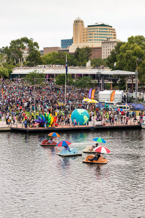 Adelaide, Australia - January 26, 2016: Australia Day celebration in Elder Park with lots of people...
