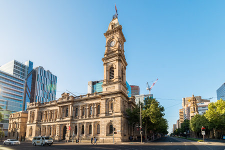 Adelaide, Australia - January 3, 2016: Adelaide GPO Post Shop with tower bell located at Victoria Square in Adelaide CBD. Australia Post provides postal services in Australia and its overseas territories.のeditorial素材