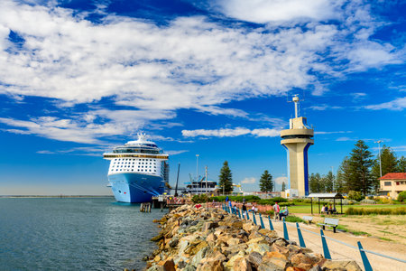 Port Adelaide, South Australia, February 14, 2017:  MS Ovation of the Seas cruise ship docked at Outer Harbour. It is third ship in the Quantum Class of passenger shipsのeditorial素材