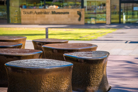 Adelaide, Australia - November 11, 2016:  Fountain near South Australian Museum located on North Terrace in Adelaide CBD on a dayのeditorial素材