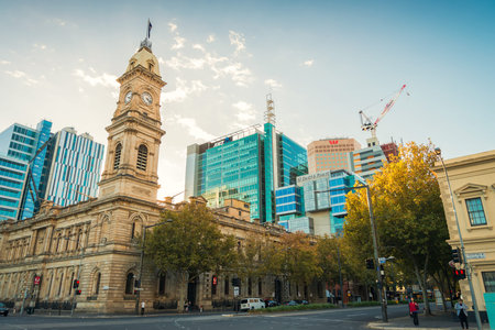 Adelaide, Australia - May 1, 2016: Adelaide GPO Post Shop with tower bell located at Victoria Square in CBD on a dayのeditorial素材
