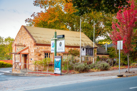 Hahndorf, South Australia - April 9, 2017: Old Mill Hotel of Hahndorf in Adelaide Hills area during autumn seasonのeditorial素材