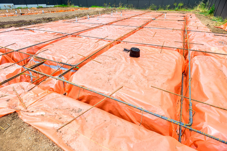 Steel fixing process of Australian suburban houseの写真素材