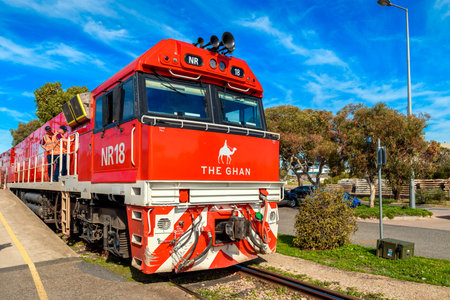 Adelaide Parklands Terminal, South Australia - August 4, 2019: The Ghan train ready to depart for...