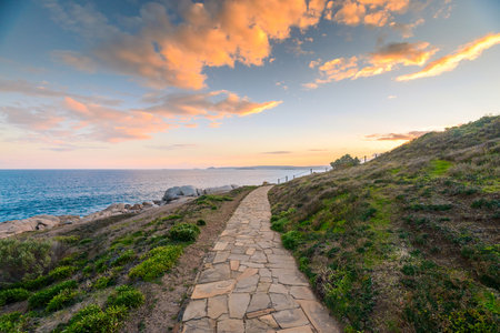 Picturesque pathway along the coast at Rocky Bay, Port Elliot, South Australiaの写真素材