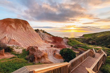 Hallett Cove boardwalk after restoration at sunset, South Australia