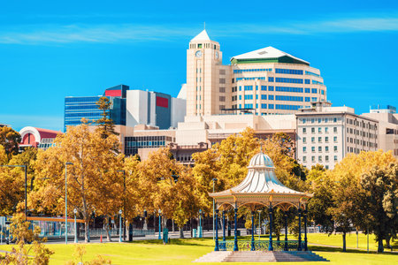 Adelaide city rotunda at Elder Park on a bright dayのeditorial素材