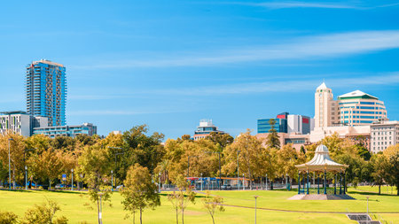 Elder Park in Adelaide city on a bright day, South Australiaのeditorial素材