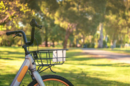 Bicycle available for rent in Adelaide city parkの写真素材