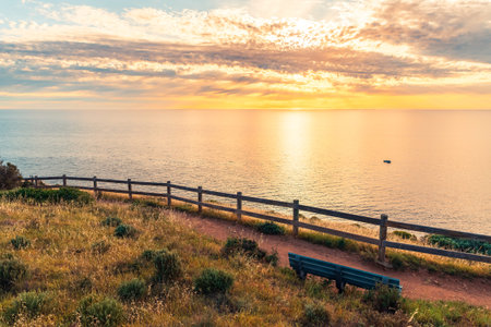Marion to Hallett Cove Coastal Walking Trail at sunset, South Australia, South Australiaの写真素材