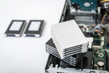 Closed-up view of SSD hard disk drives Upgrade, repair and data recovery conceptの写真素材
