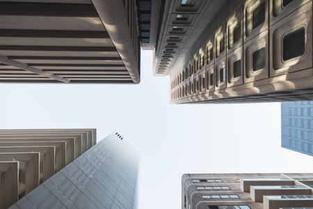 Office buildings in Adelaide city on a day while looking up
