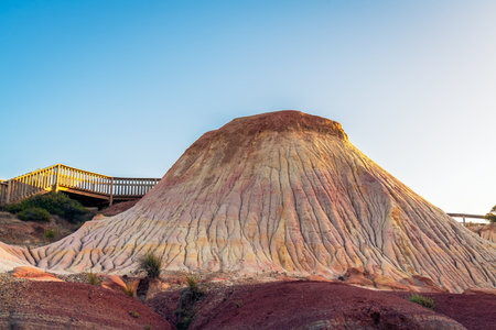 280 million years old archaeological site of Hallett Cove Sugarloaf at sunset, South Australia.の写真素材