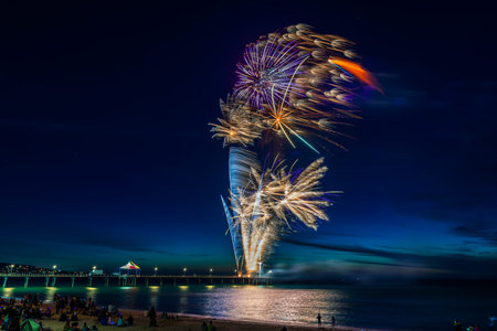 New Yearâ€™s Eve Fireworks display from Brighton Jetty, Adelaide, South Australia