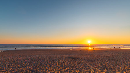 Port Noarlunga beach at sunset, South Australiaの写真素材
