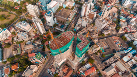 aerial view of the haven of peace, city of Dar es Salaamの写真素材