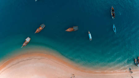 aerial view of the chumbe island coral park, Zanzibarの写真素材