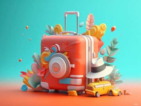 summer travel trendy stickers. Cool vector design. Abstract retro badgesの素材