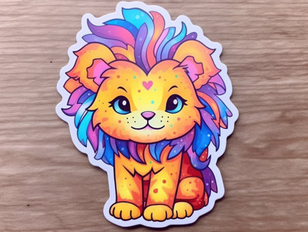 lion trendy stickers. Cool vector design for tshirts and accessoriesの素材