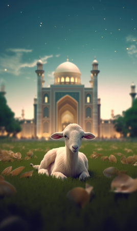 A Happy Goat Celebrating Eid Al-Adhaの素材