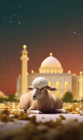 A Happy Goat Celebrating Eid Al-Adhaの素材