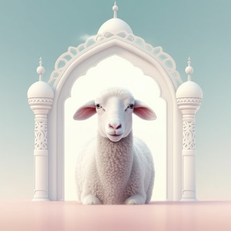 A Happy Goat Celebrating Eid Al-Adhaの素材