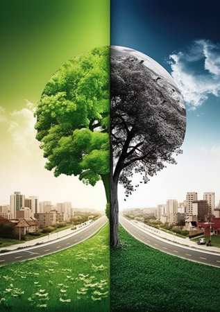 Concept of global warning, climate change and dying Earth.の素材