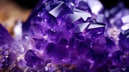 close up of Raw amethyst rock with reflection crystalsの素材