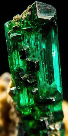 close up of Raw emerald rock with reflection crystalsの素材