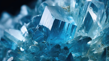 close up of Raw aquamarine rock with reflection crystalsの素材