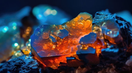 close up of Raw opal rock with reflection crystalsの素材