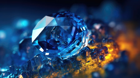 close up of Raw saphire rock with reflection crystalsの素材