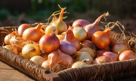 onion plantation in the vegetable garden agricultureの素材