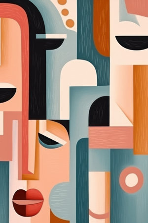 face portrait abstraction wall art illustration design vector, or cubism art style. Generated by AIの素材