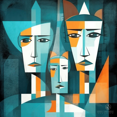 face portrait abstraction wall art illustration design vector, or cubism art style. Generated by AIの素材