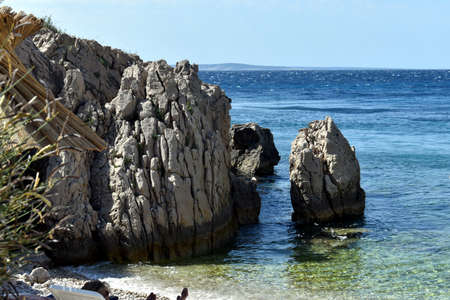 Rocks in the sea, a beautiful scene.の写真素材