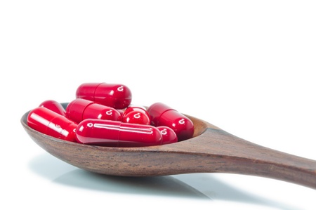 Close up medicine for medical on white backgroundの写真素材