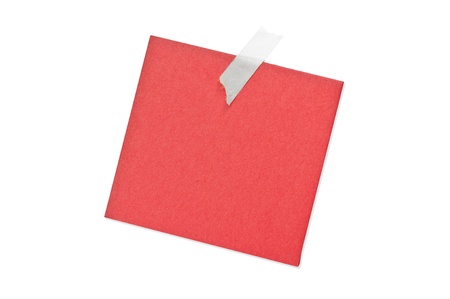 Red note paper color blank notes on a white background の写真素材