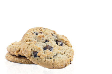 cookies with chocolate closeup  on a white background.
